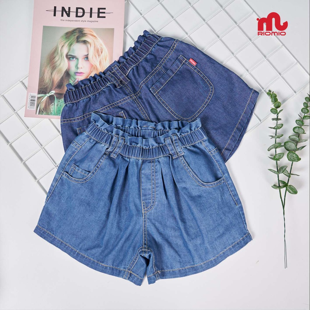 Quần jean short cho bé gái 3-11 tuổi (15-40kg) RIOMIO sooc bò 100% cotton sợi coolmax thoáng mát - RO210