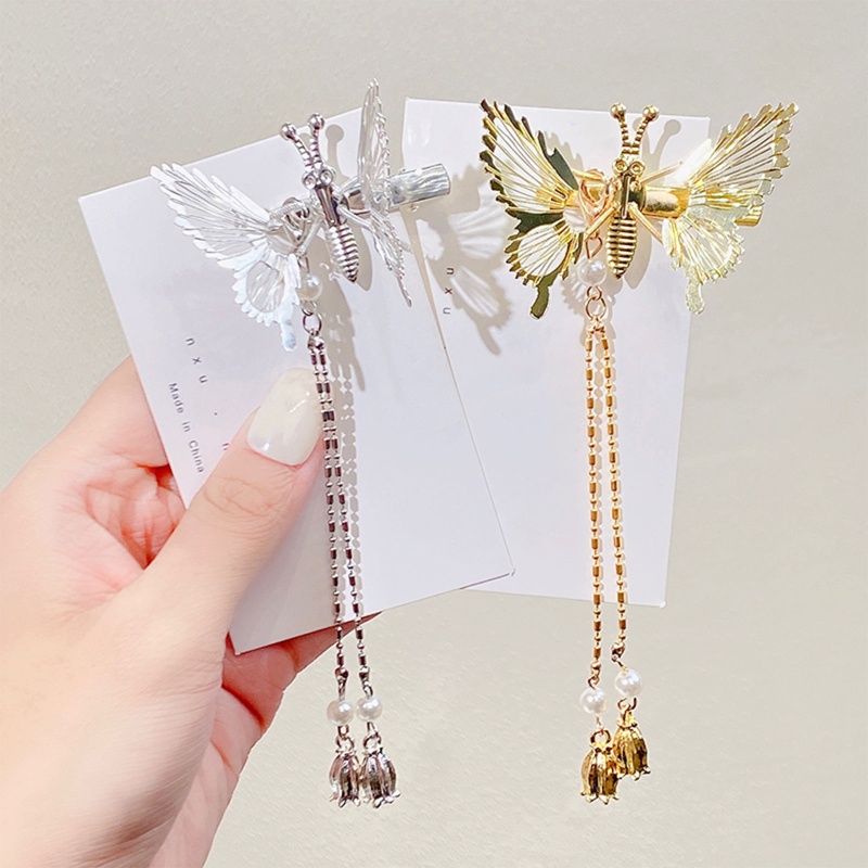 Kẹp Tóc Hình Cánh Bướm Đính Ngọc Trai Dễ Thương Cho Bé Gái