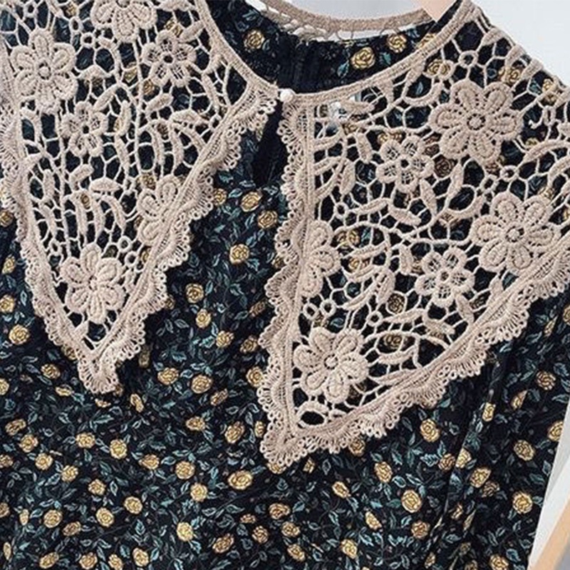 Khăn Choàng Ren Rỗng Thêu Hoa Đính Nút Ngọc Trai Ngọt Ngào Có Thể Tháo Rời Cho Nữ