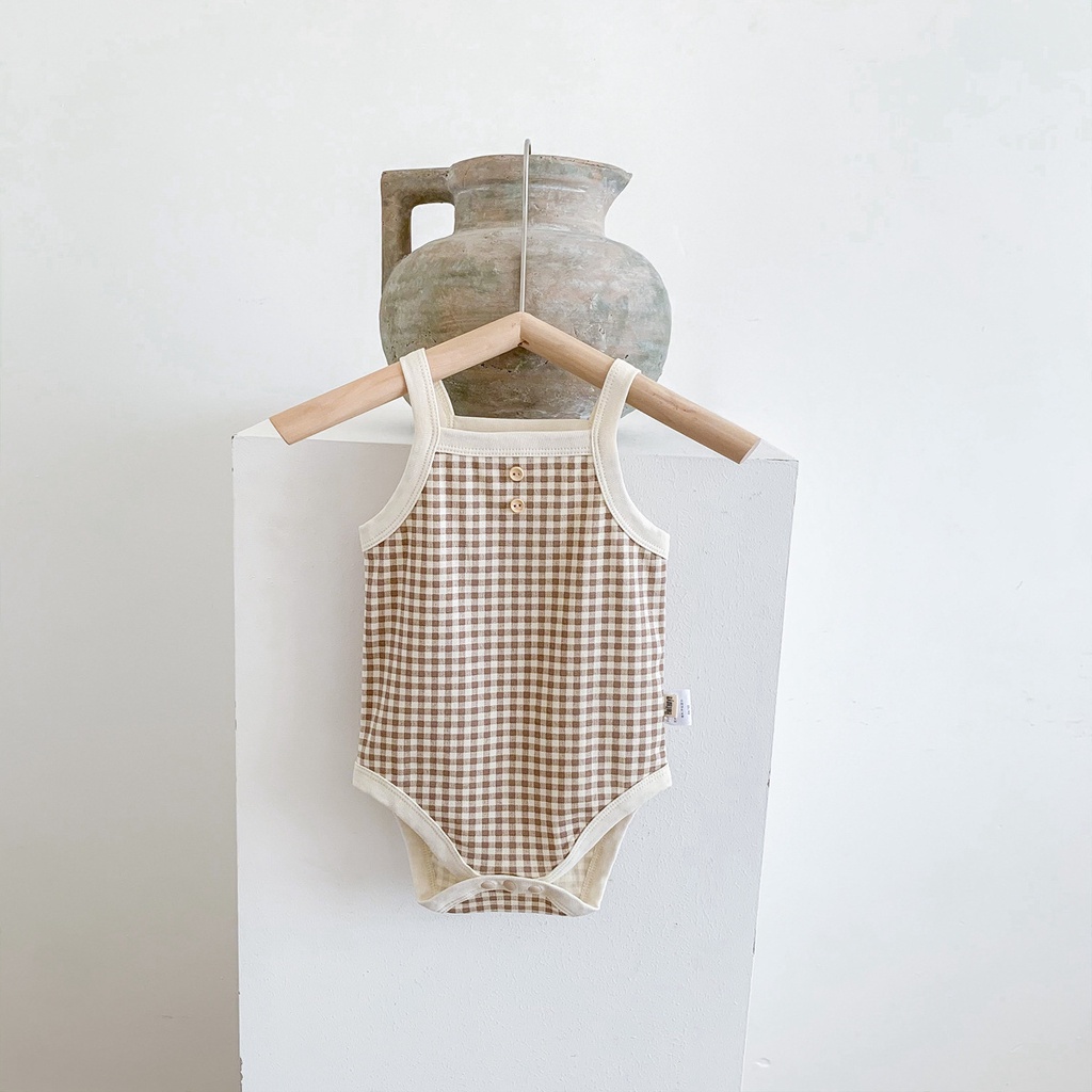 Áo liền quần Cotton MềM MạI Kẻ SọC Caro MùA Hè Cho Bé Sơ Sinh