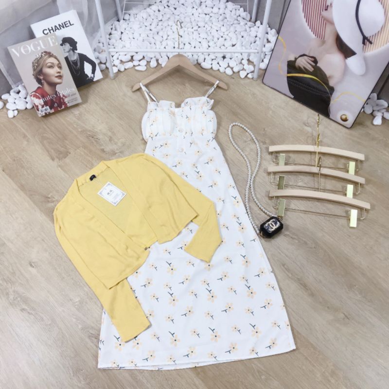 SALE TẾT-Set đầm hoa nhí kèm áo khoác phong cách ngọt ngào- hàng thiết kế