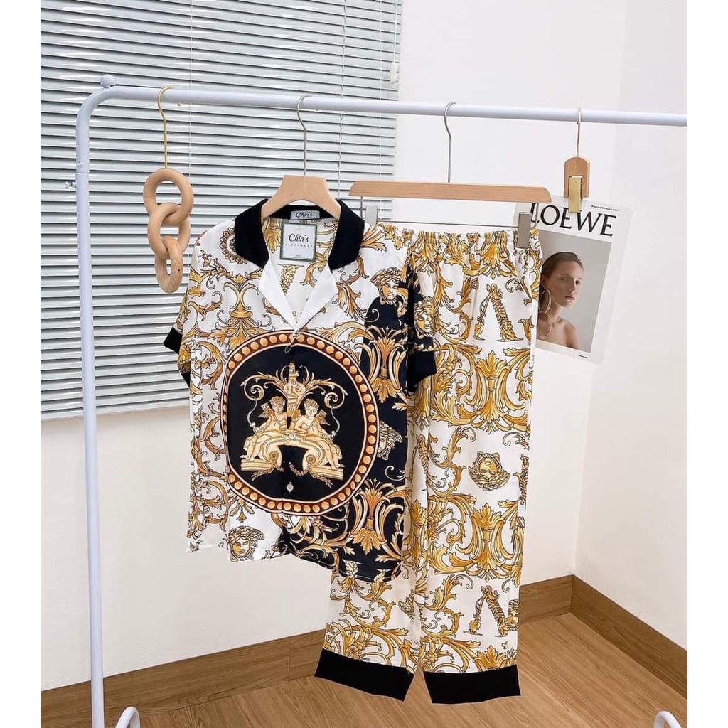 (Hình thật) Set Đồ bộ Pijama - Bộ đồ mặc nhà chất mango thiết kế siêu sang tay ngắn quần dài