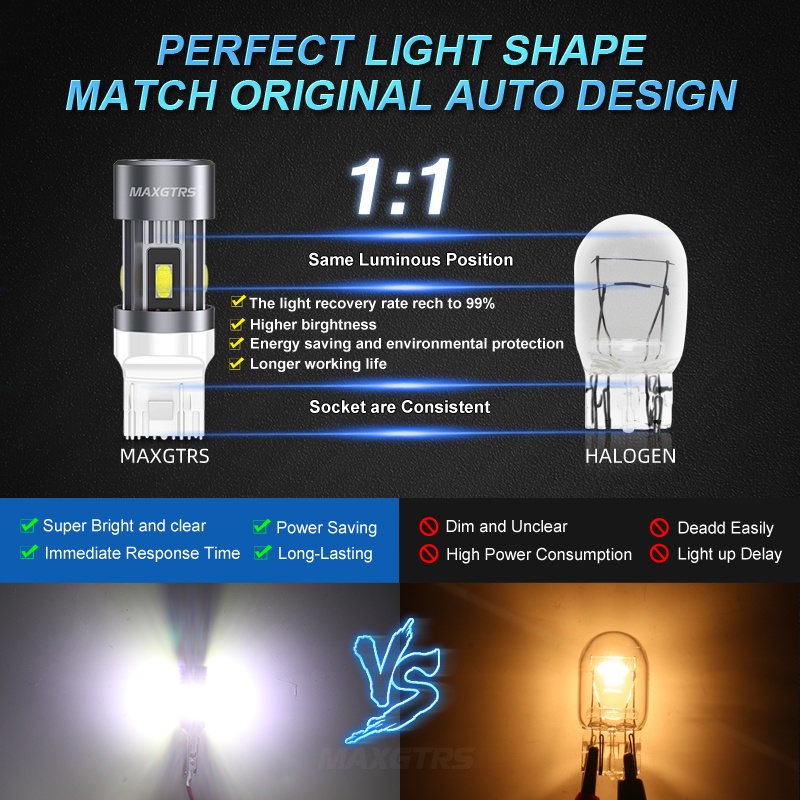 Set 2 đèn Led MAXGTRS T20 7443 W21 / 5W 7444N 7 BAY15D gắn phanh xe hơi
