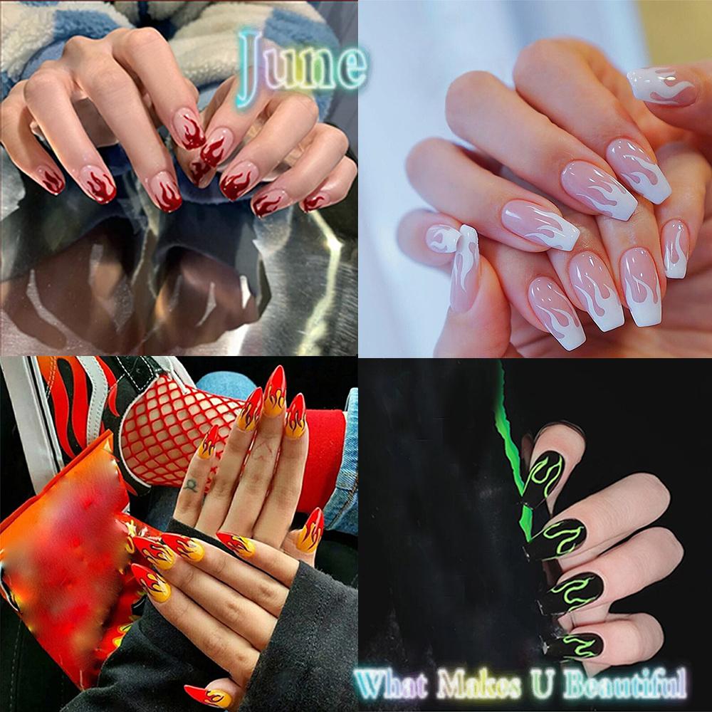 Set 24 Móng Tay Giả Đầu Nhọn Bằng Acrylic Dùng Để Làm Đẹp