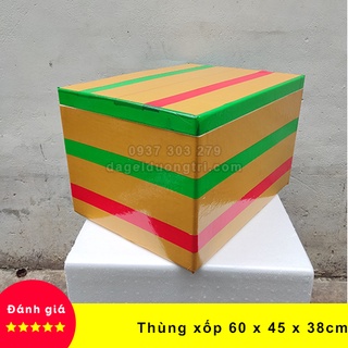 Thùng xốp giữ nhiệt 60cmx45cmx38cm đa năng đựng đá hải sản hoa quả đựng đồ trồng cây nuôi cá [hộp xốp]