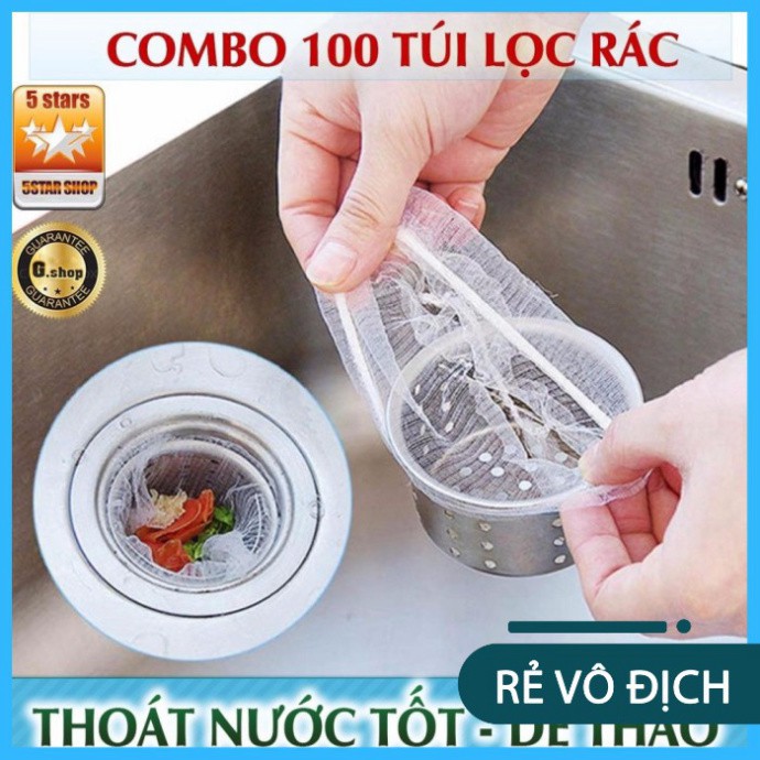 Gói 100 Túi Lưới chặn rác, Lọc Rác, Thức Ăn Thừa Siêu Tiết Kiệm