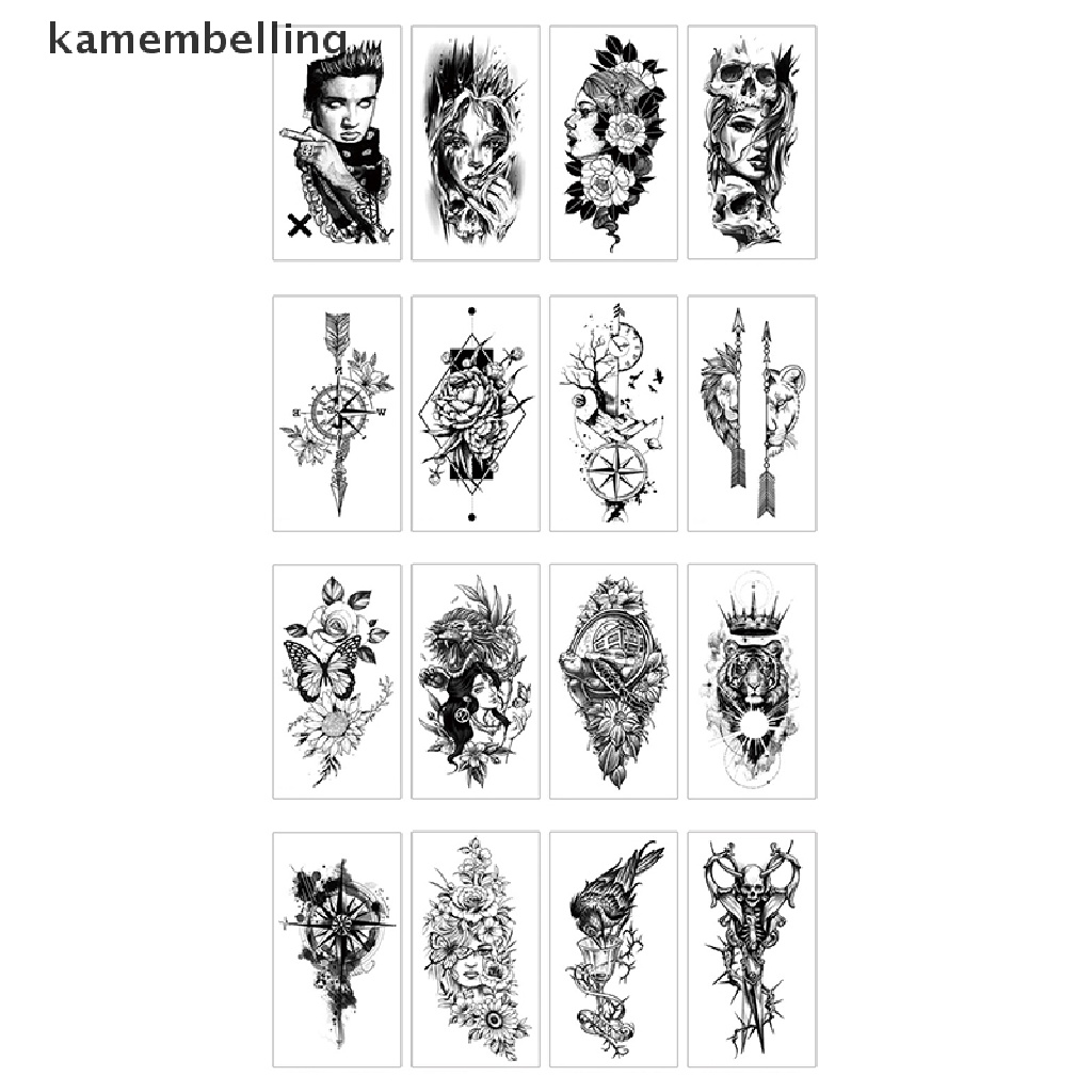 Kamembelling Hình Xăm Dán Tạm Thời Chống Thấm Nước Hình Sư Tử / Rắn / Hổ Màu Đen