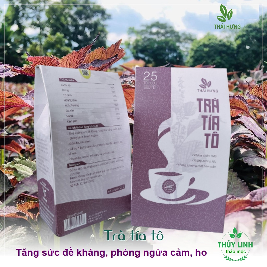 Trà tía tô Thái Hưng 25 túi lọc 5g Tăng sức đề kháng, thanh lọc cơ thể, giảm ho, tiêu đờm, giải cảm, đẹp da