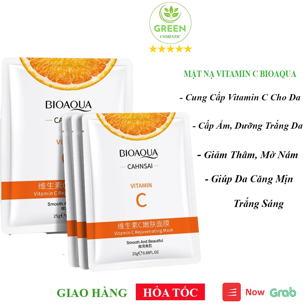 Mặt Nạ Dưỡng Da Vitamin C Cấp Ẩm  BIOAQUA Chiết Suất Cam Vàng Mask Nội Địa Trung - Green Comestic