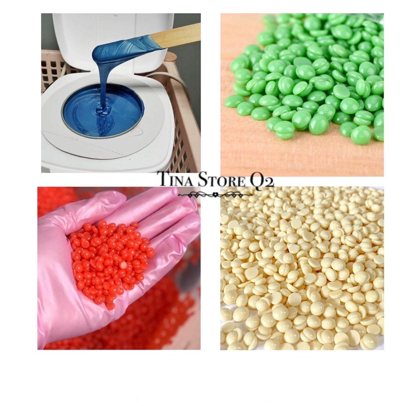 hạt sáp wax lông màu hard wax bean tặng kèm que quét sáp giúp làm sạch lông vùng tay chân , bikini , râu - tinastoreq2