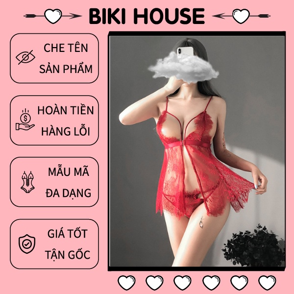 Đầm ngủ tiểu thư ren xuyên thấu cao cấp sexy váy ngủ nữ 2 dây xẻ tà đen đỏ trắng dễ thương N111 - HCM - Giao Hỏa Tốc