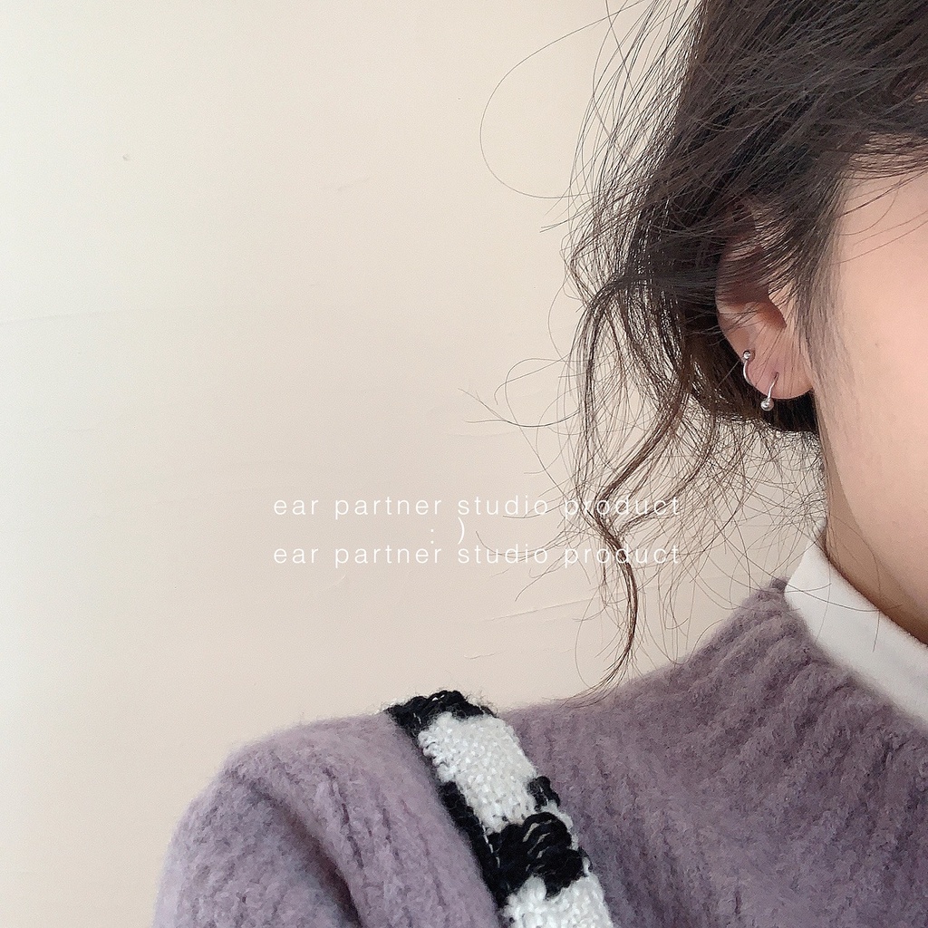 Khuyên tai bạc 925 minidot xoắn lò xo cá tính độc đáo Dế Bạc - K5982