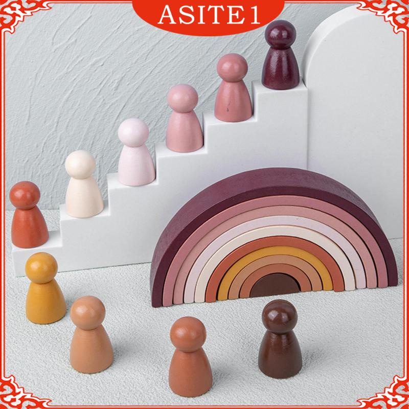 Bộ Đồ Chơi Xếp Hình Cầu Vồng Bằng Gỗ Cho Trẻ Em