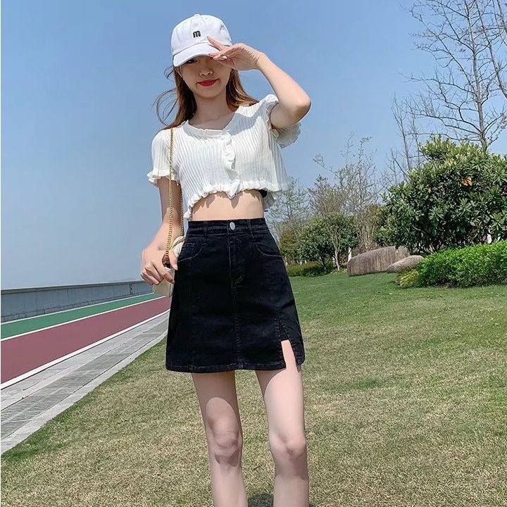 Chân váy jean Mini Lưng Cao Thời Trang Mùa Hè Hàn Quốc Dành Cho Nữ