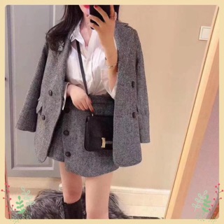 [Mặc Là Sang] Áo Vest Lury, Set Blazer kèm quần giả váy Style Hàn Quốc Tặng kèm Tag Cài Áo, Form Chuẩn Cực Tôn Dáng