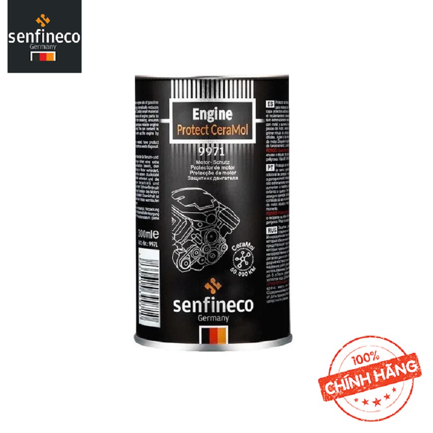 Phụ Gia Nhớt Ceramic Cao Cấp Senfineco 9971 Engine Protector CeraMol (300ML/ Lon) Tăng khả năng chống mài mòn tối ưu .