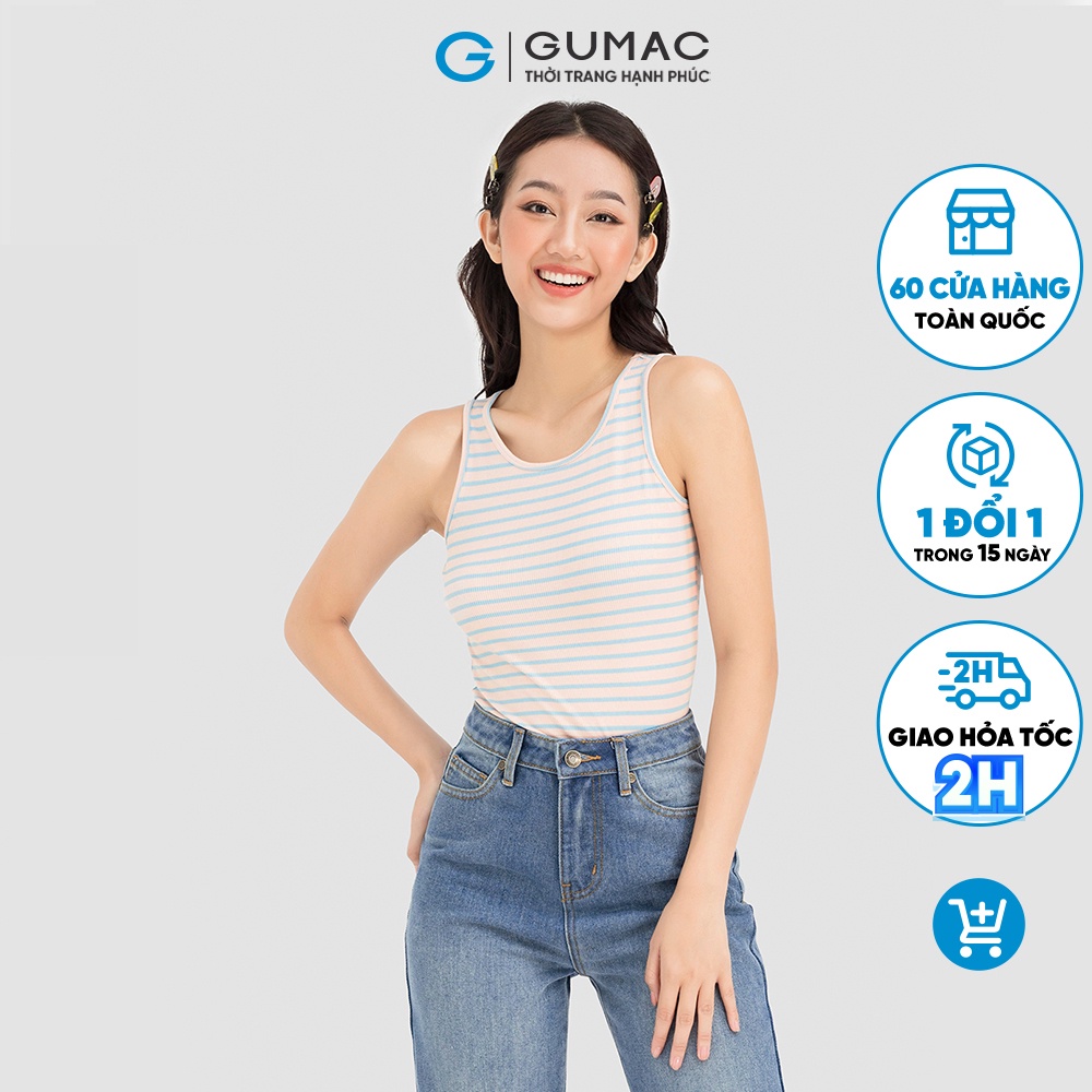Áo sát nách sọc ngang thời trang GUMAC ATC08053