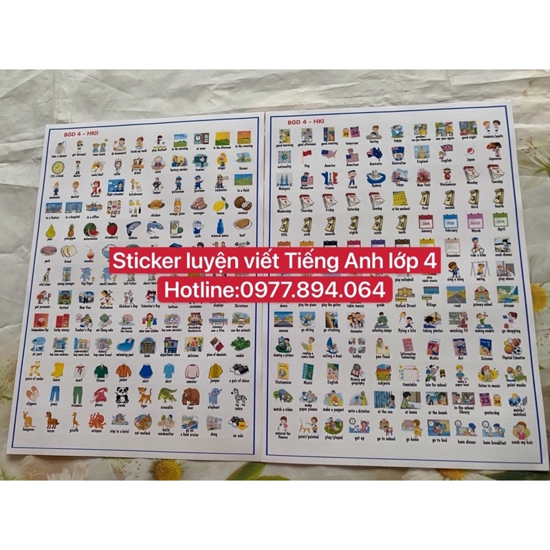 Combo Sticker luyện viết từ vựng Tiếng Anh lớp 1-2-3-4-5 -6