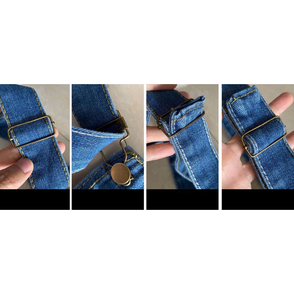 Áo liền quần denim Ống Rộng Xẻ Tà Lưng Cao Thời Trang Hàn Quốc Cá Tính