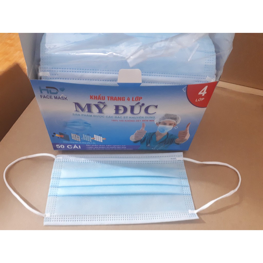 [Sẵn hàng] Khẩu trang y tế 4 lớp hộp 50 cái