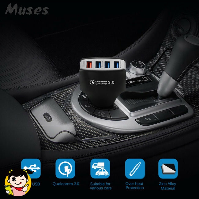 Muse07 Cốc sạc nhanh 3.0 có cổng Type C USB-C gắn xe hơi dành cho Huawei P30 P20 Pro