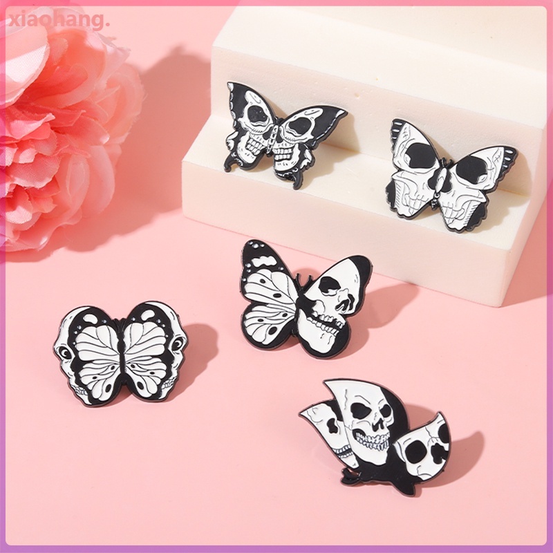 Ghim Cài Áo Hình Đầu Lâu/Bướm/Bướm Màu Trắng/Đen Cho Nữ