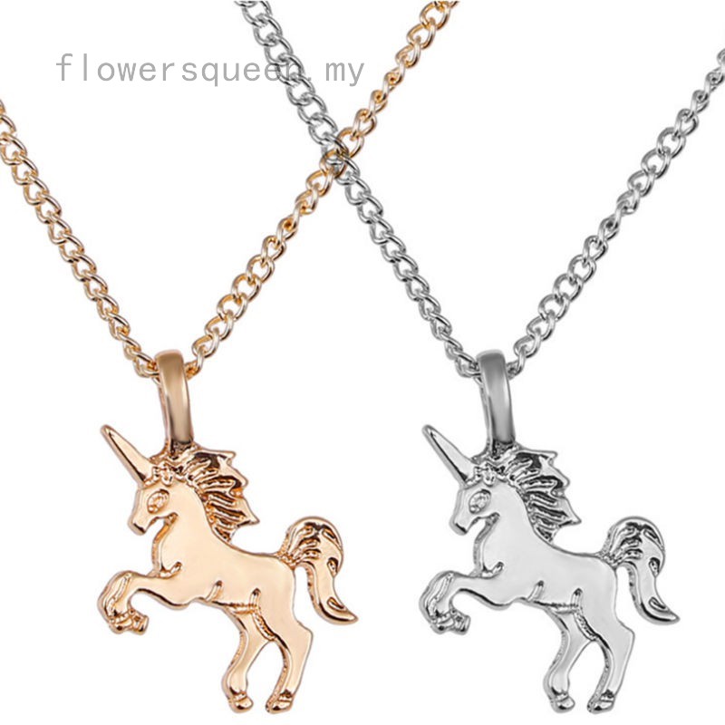 flowersqueen Dây chuyền mặt hình ngựa một sừng thời trang
