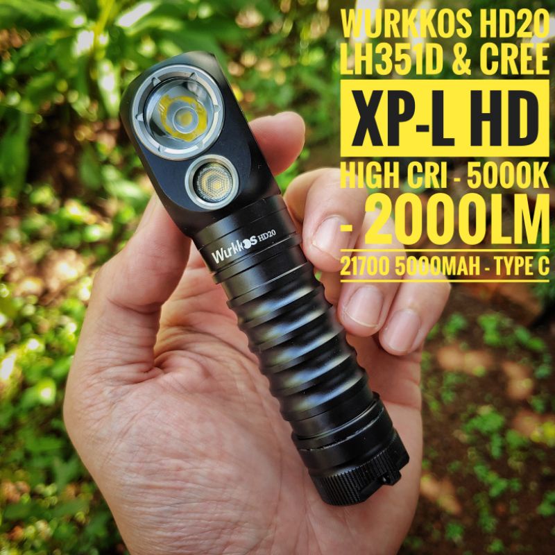 Đèn gù đội đầu Wurkkos HD20 - 2000lm - pin 21700, Type C, Led LH351D & Cree XP-L HD 5000k