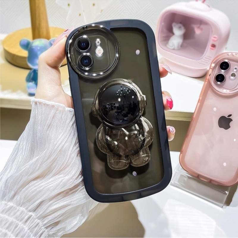 Ốp Điện Thoại TPU Mềm Họa Tiết Phi Hành Gia Sang Trọng Có Giá Đỡ Cho iPhone 13 11 12 Pro Max XS Max XR X