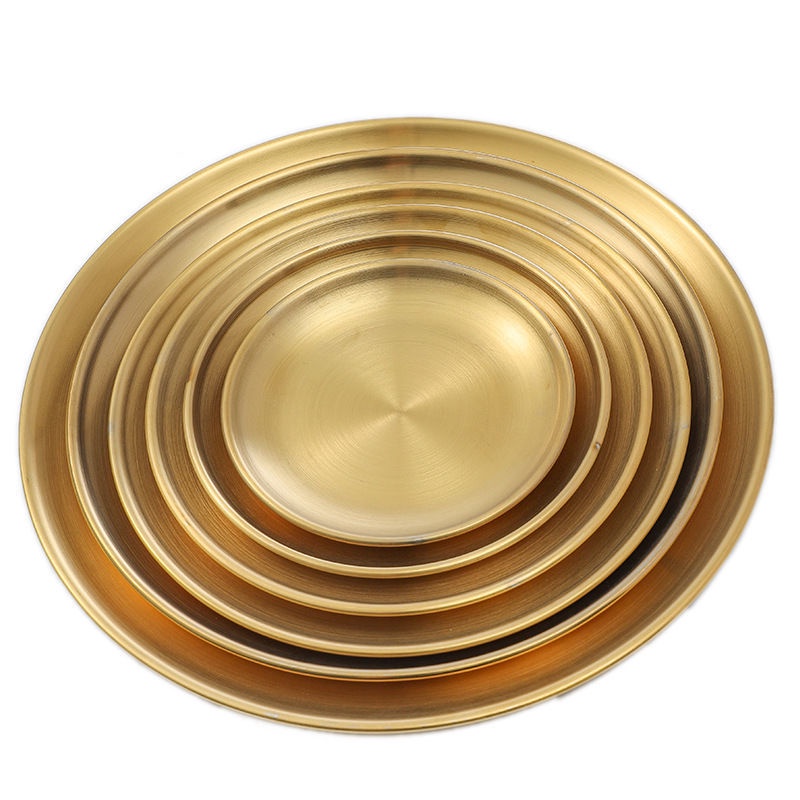 Đĩa tròn bằng thép không gỉ phong cách Hàn Quốc