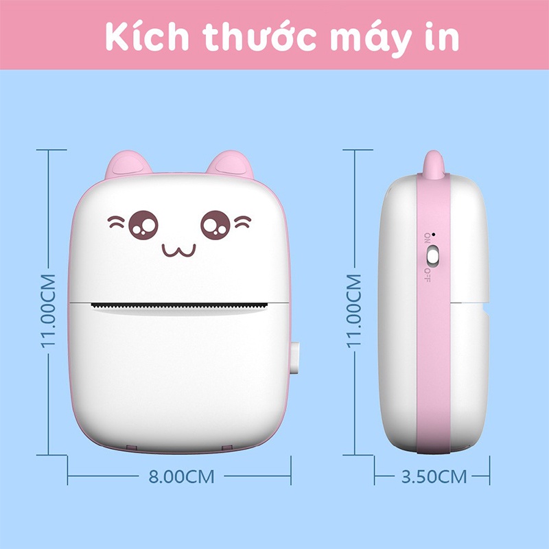 Máy in nhiệt cầm tay bluetooth mini 57x30mm có kèm giấy in nhiệt và phụ kiện/ Set cuộn giấy in nhiệt dành cho tài liệu