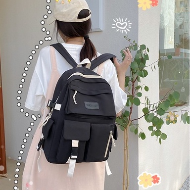 Balo ulzzang Đi Học Đi Chơi Nam Nữ Thời Trang Hàn Quốc Yiletao Nhiều Ngăn Tiện Dụng FT7225