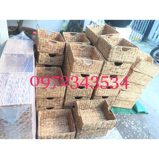 Khay lục bình, bèo hình chữ nhật đan thủ công handmade, Khay lục bình hàng xuất Nhật dư