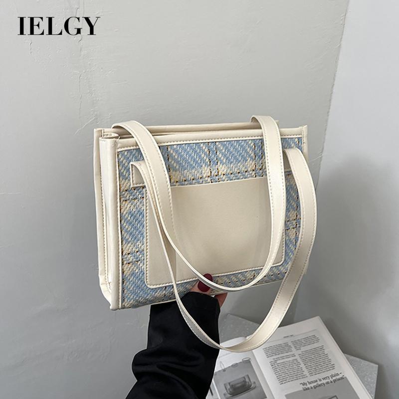 Túi xách đeo vai da pu mềm kẻ sọc cỡ lớn thời trang cho nữ IELGY
