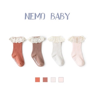 Tất vớ đùi bé gái 0-4 tuổi chất cotton mềm mịn phối ren phong cách Hàn Quốc Nemo Baby