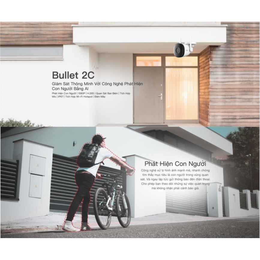 Camera Ngoài Trời F22P Phân Giải Full HD, Chóng Nước IP67, Phát Hiện Chuyển Động - Chính Hãng