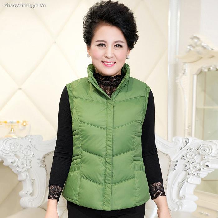 Áo khoác phao sát nách dáng ngắn chất liệu cotton dày dặn thời trang thu đông cho phụ nữ trung niên 40-50 tuổi