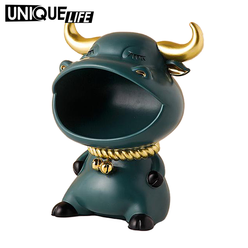 [Unique Life]Bull Statue Mascot Key Storage Candy Glasses Jewelry Home Decor Ornament red