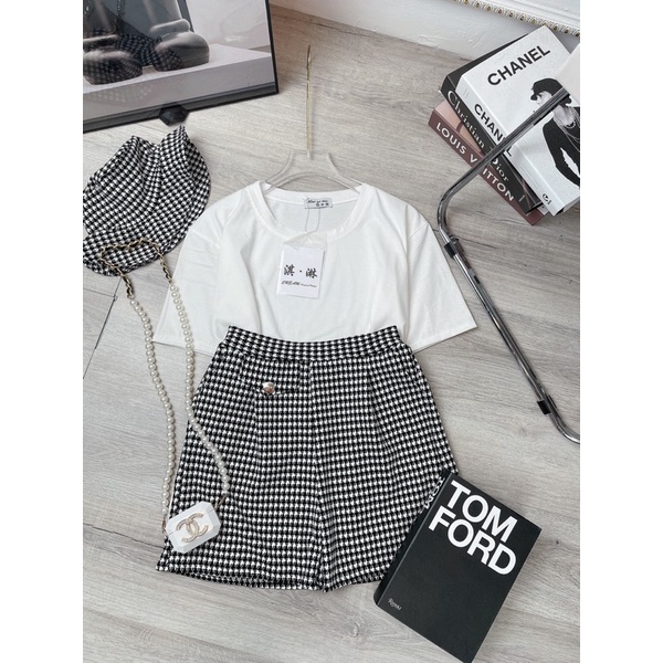 SET 3 MÓN ÁO THUN QUẦN CARO KÈM MŨ 2 MÀU