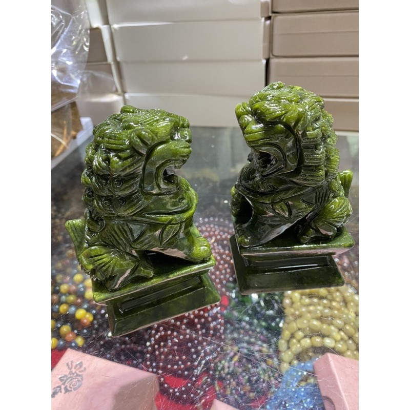 Sư tử đá lam ngọc serpetine 12cm đẹp