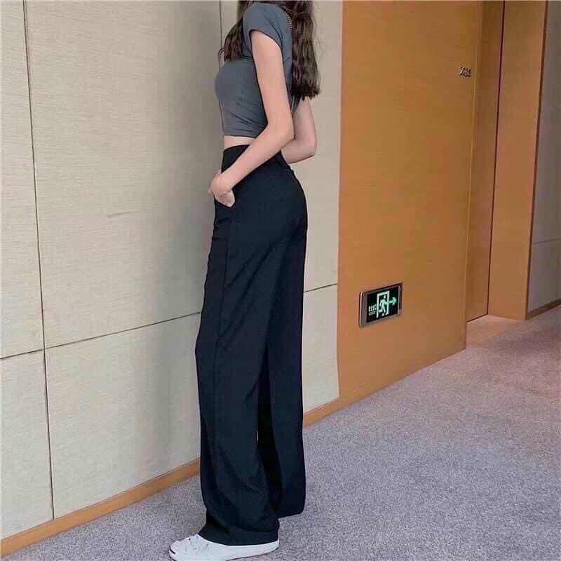 Quần ống suông nữ bigsize lưng cao - Quần culottes dài 100cm cạp bản to 7 phân 2khuy siêu Hot
