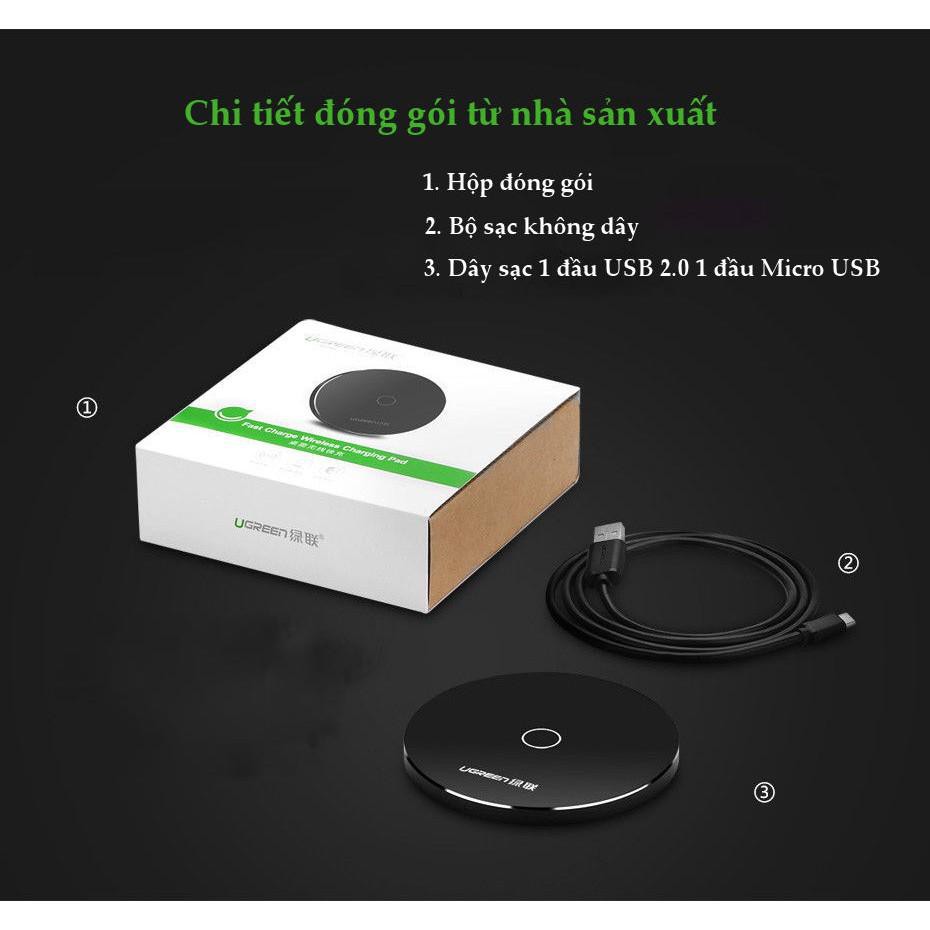 [Mã 267ELSALE hoàn 7% đơn 300K] Sạc không dây (Wireless Charger) cho điện thoại Ugreen 30570