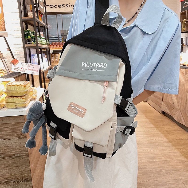 Balo IELGY vải canvas màu tương phản sức chứa lớn thời trang cho nữ