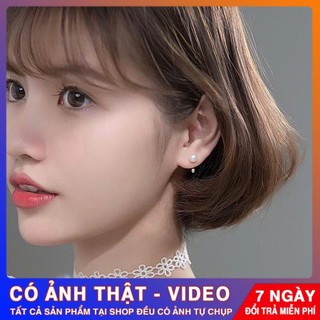 Bông tai nữ bạc đẹp, hoa tai bạc kiểu khuyên bi tròn, trang sức Tuấn Thoan Jewelry