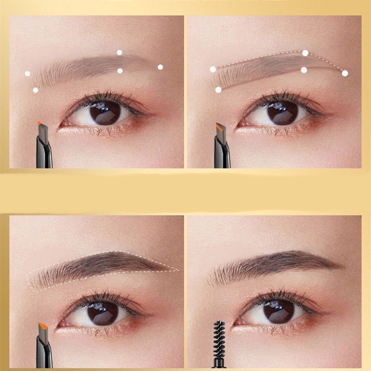 Bút Chì Kẻ Lông Mày 2 Trong 1 Xoay Được Chống Nước Lâu Trôi Không Vón Cục