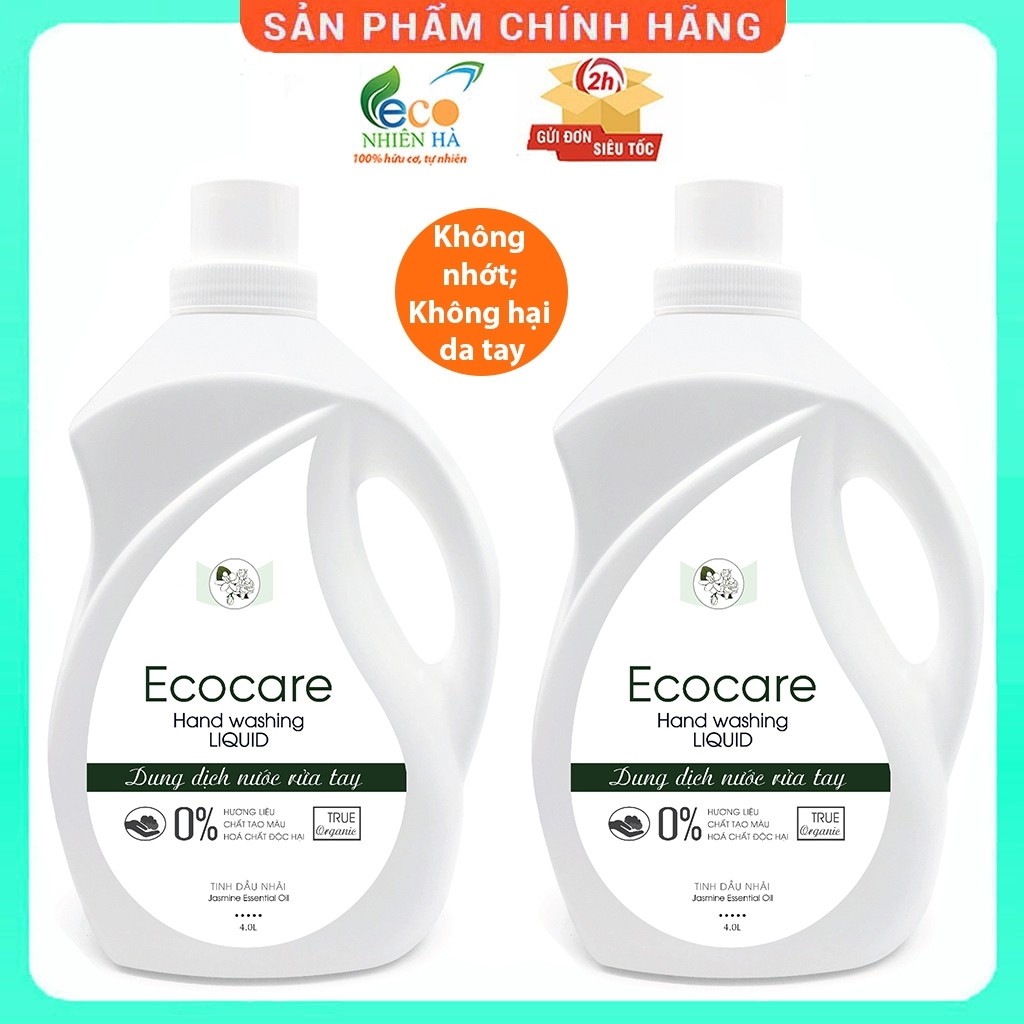 Nước rửa tay ECOCARE 4L tinh dầu nhài, nước rửa tay diệt khuẩn dạng bọt, không khô da tay