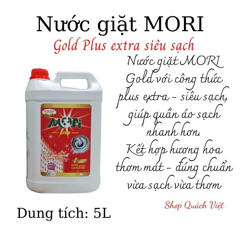 Nước giặt cao cấp MORI - Gold plus extra, dung tích 5L