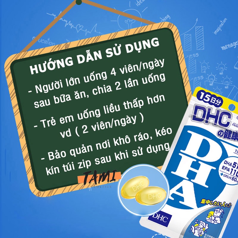 Viên Uống Bổ Sung DHA, EPA duy trì trí nhớ DHC Nhật Bản Gói 30 Ngày (120 Viên) TM-DHC-DHA30