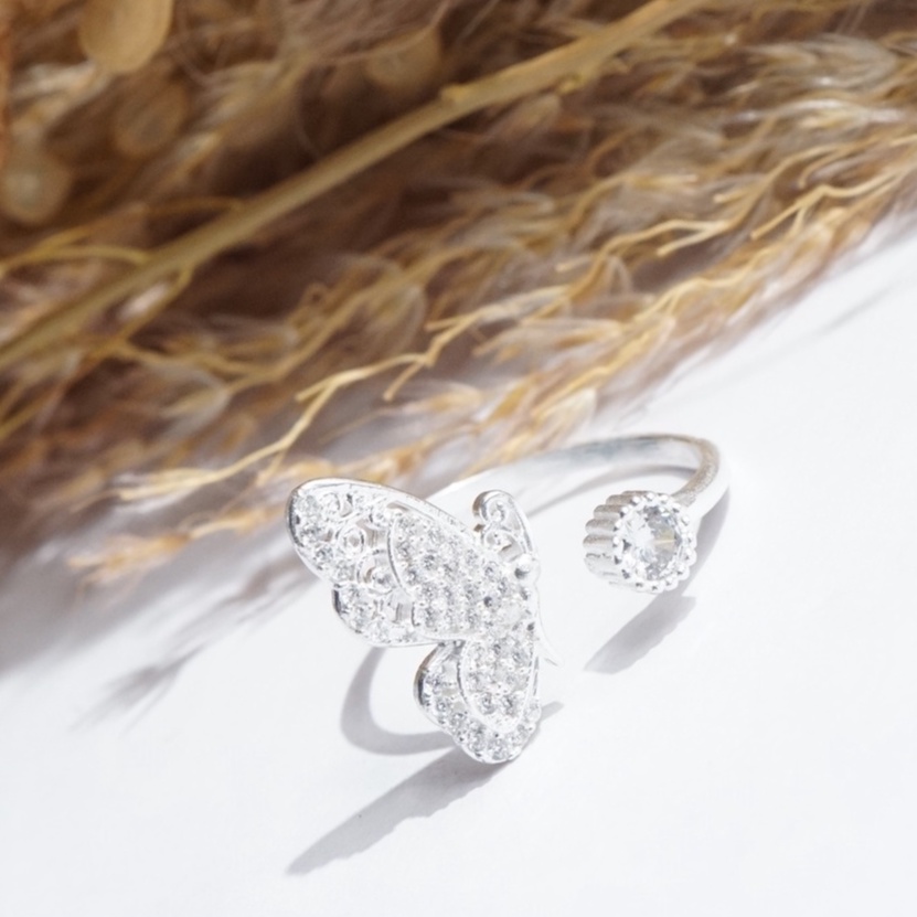 Nhẫn bạc 925 nữ đơn giản đẹp đính đá điệp vũ QMJ - Q730