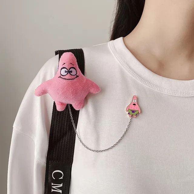Huy Hiệu Cài Áo Hình Pikachu / Patrick / Ngôi Sao Hoạt Hình Dễ Thương